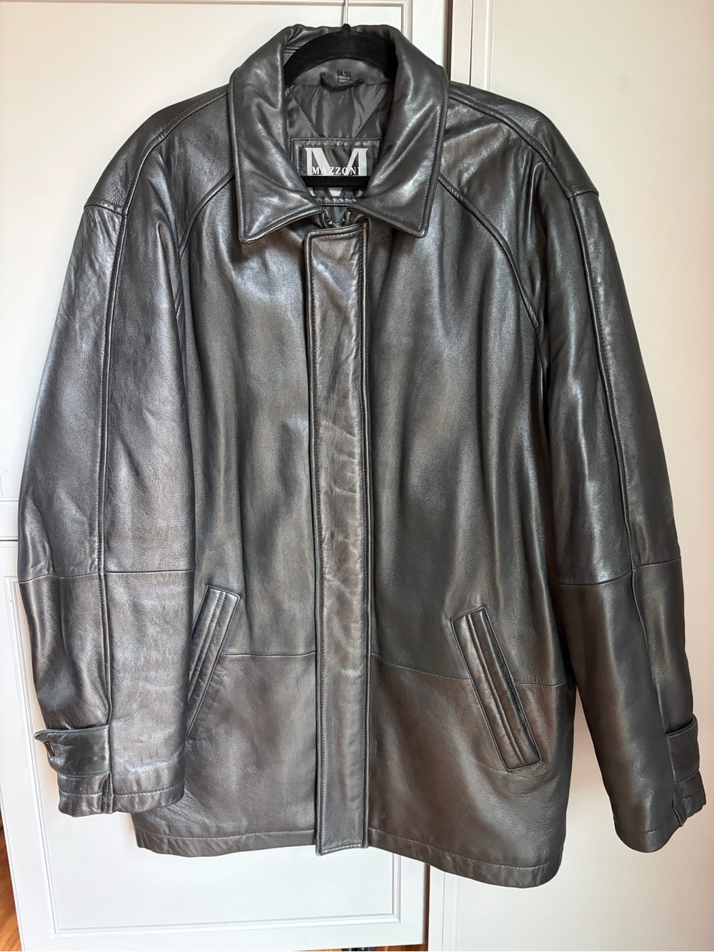 Men's Black Leather Shirt Jacket
